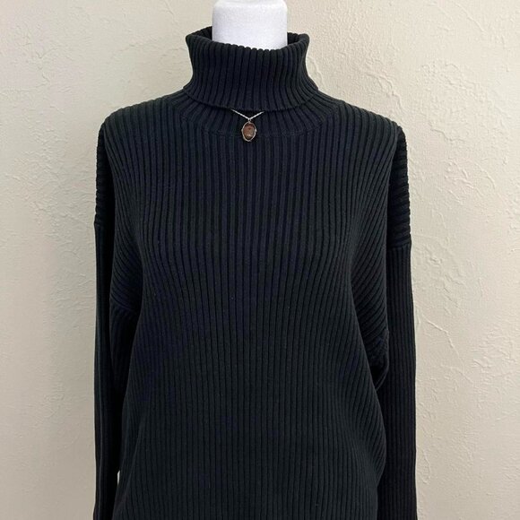 vintage 90s black indie skater grunge ribbed turtleneck sweater - Picture 3 of 7